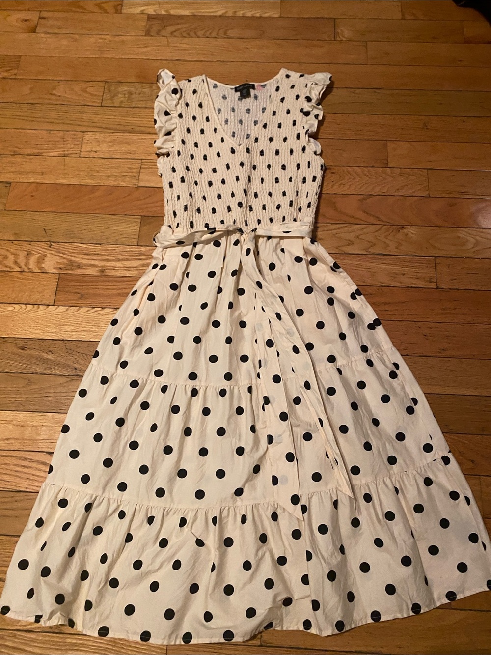 Polka Dot Midi Dress in Cream and Black